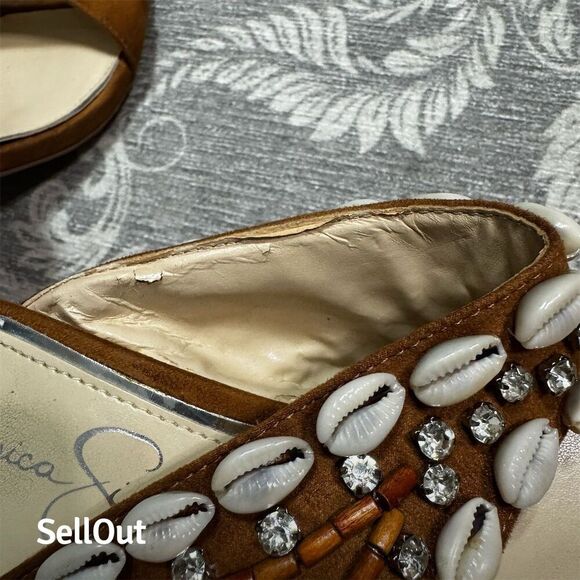 Jessica Simpson Women's Ambelle Slide Sandal Brown Size 10 Boho Casual - Picture 7 of 9